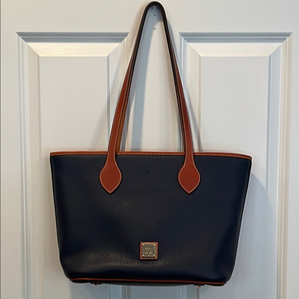 Dooney & Bourke Pebble Grain Midnight Blue Tote with Leather Trim